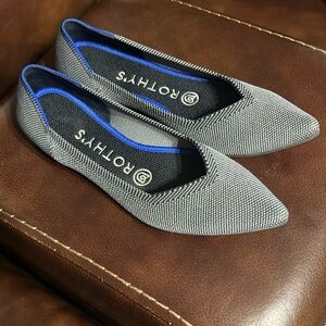 Rothy's Gray The Point Women's Flats| Color: Cloud Gray Birdseye  - Size 6W